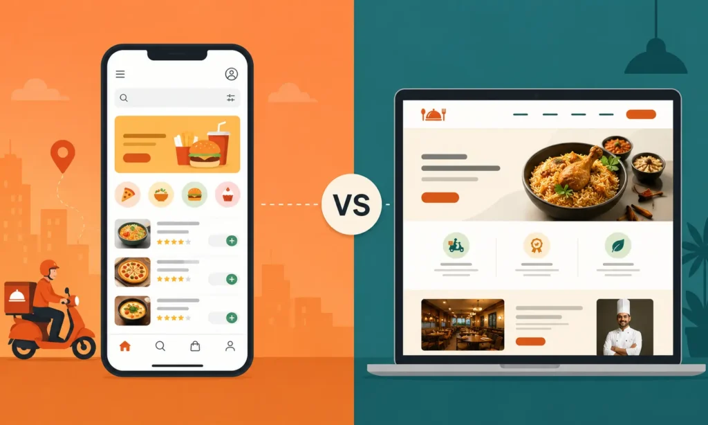 Comparing a business website versus a marketplace listing like Swiggy or Zomato