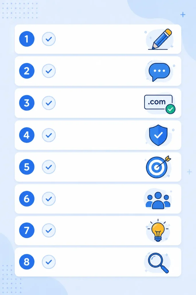 "Step-by-step checklist for choosing a domain name"
